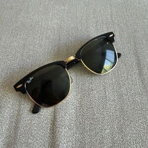 Ray-Ban Black and Gold Clubmaster-Style Sunglasses
